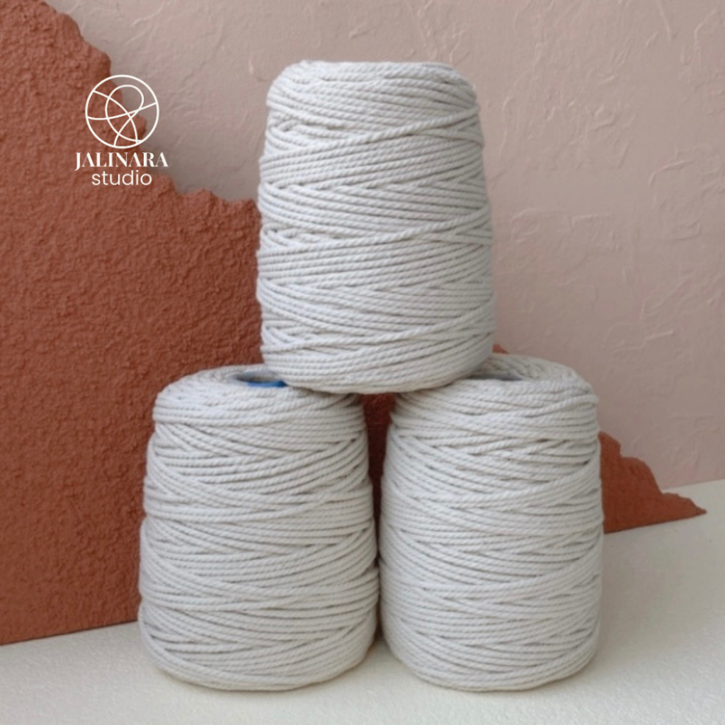 Tali Katun Macrame Broken White Beige 3 mm 4 mm 1 Kg