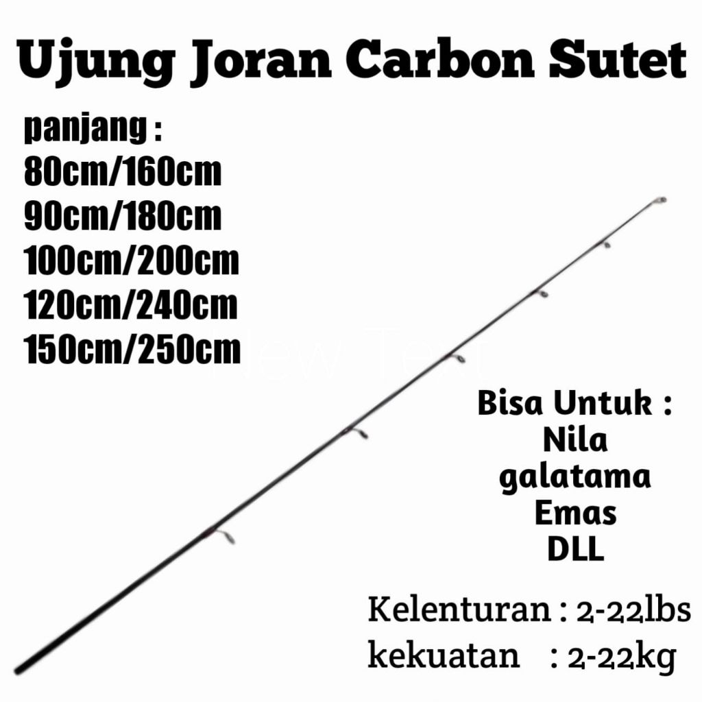 Ujung Joran Carbon Sutet Kaku 6mm 7mm 75-150cm