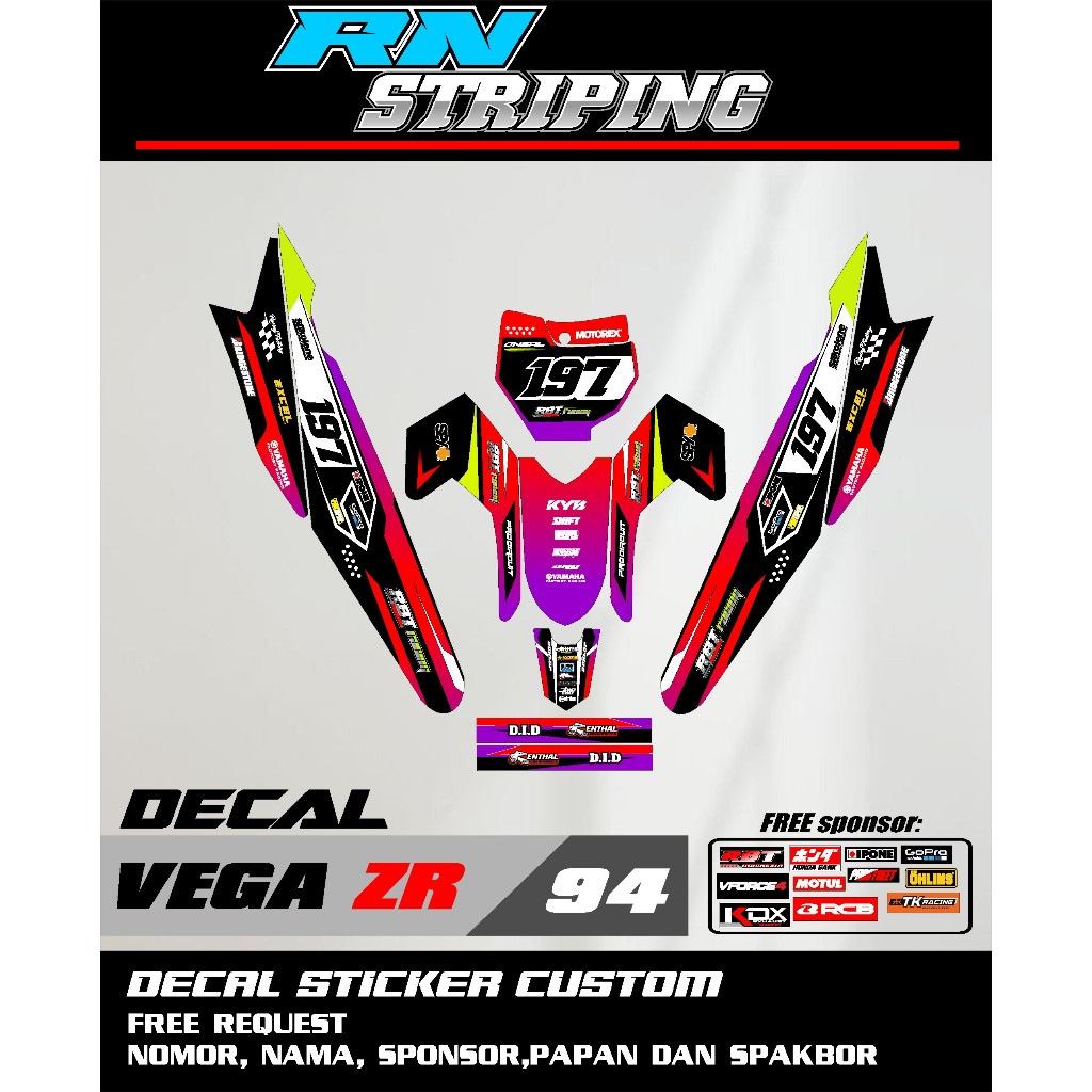 (COD) TERBARU Sticker DECAL  RBT VEGA ZR RBT BEBEK MODIF SUPERMOTO YZ CRF KLX KX KTM RBT new terbaru