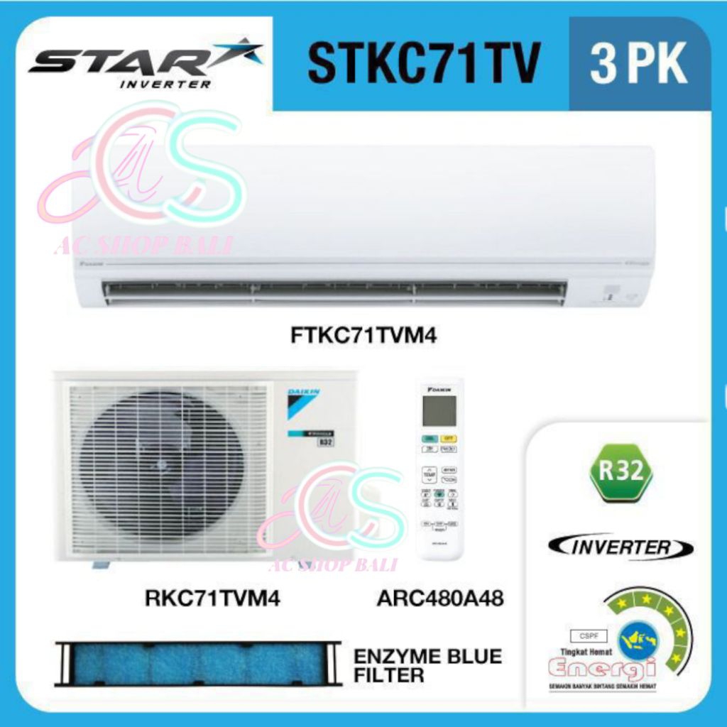 Ac Daikin Thailand star inverter 3 Pk R32 FTKC71TV