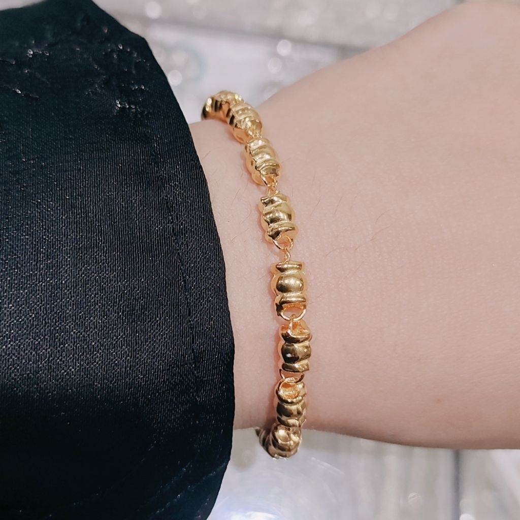 Gelang Perak Sepuh Emas 999 / 24K Kuning - Gelang Perak Murni Lapis Emas