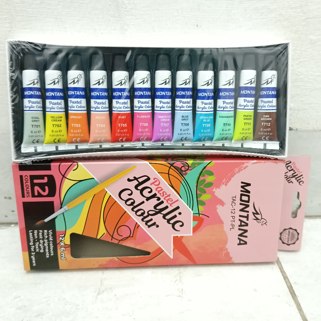 

Cat Lukis Pastel Acrylic Colour MONTANA Isi 12 pcs/Cat Acrylic/Cat Lukis/Cat Warna