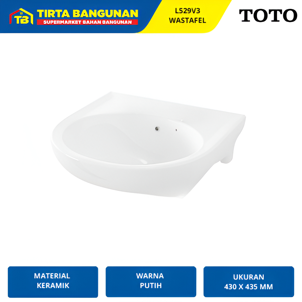 TOTO L529V3 WASTAFEL GANTUNG WASTAFEL CUCI TANGAN (BODY ONLY) KERAMIK PUTIH