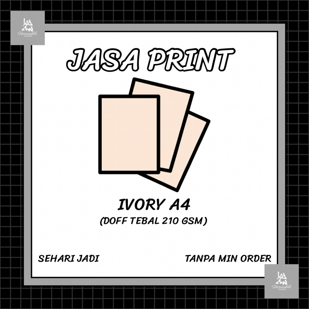 

Jasa Print/Cetak Kertas Ivory (A4)