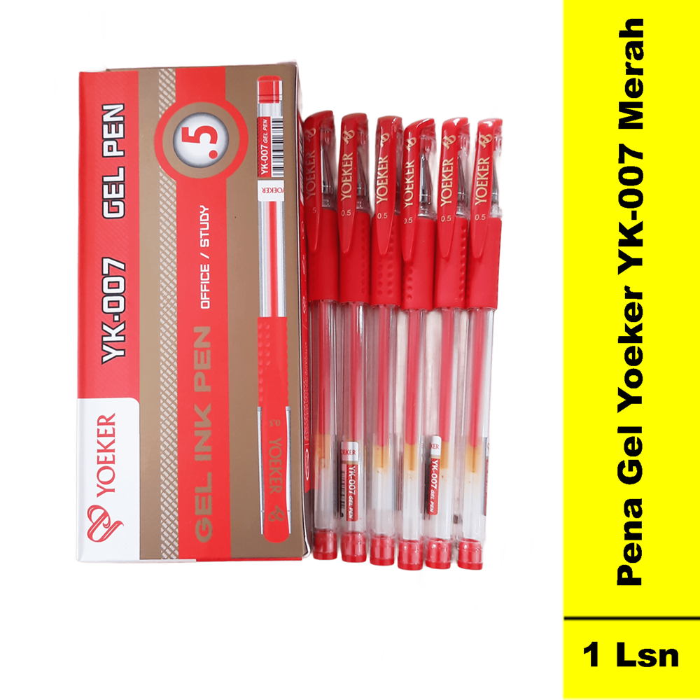 

1 Kotak Isi 12 Pcs Pena Gell YOEKER 0,5 MM Merah YK-007