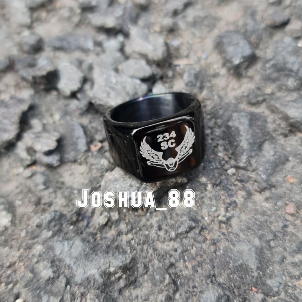 Cincin Titanium Custom Ukir Logo 234 Sc Black Bisa Request Gambar Logo Sendiri
