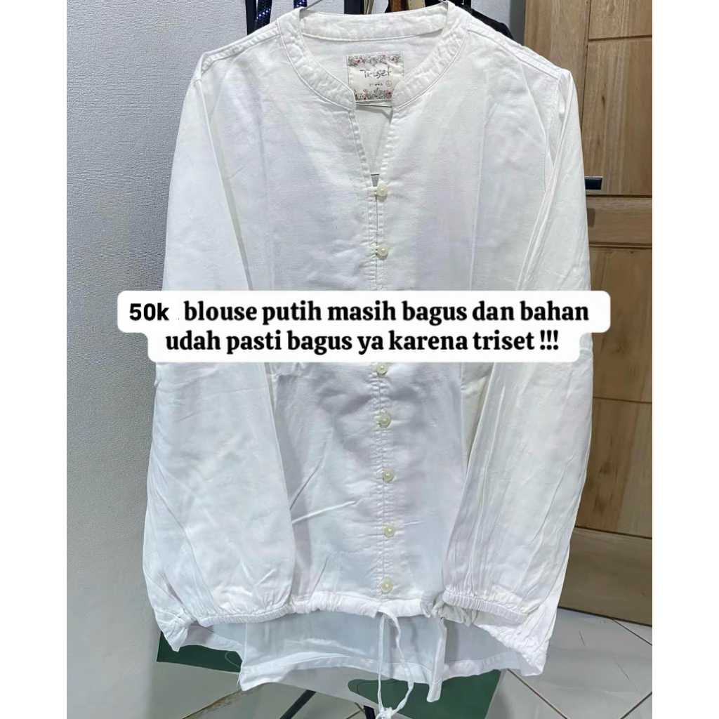 blouse putih triset