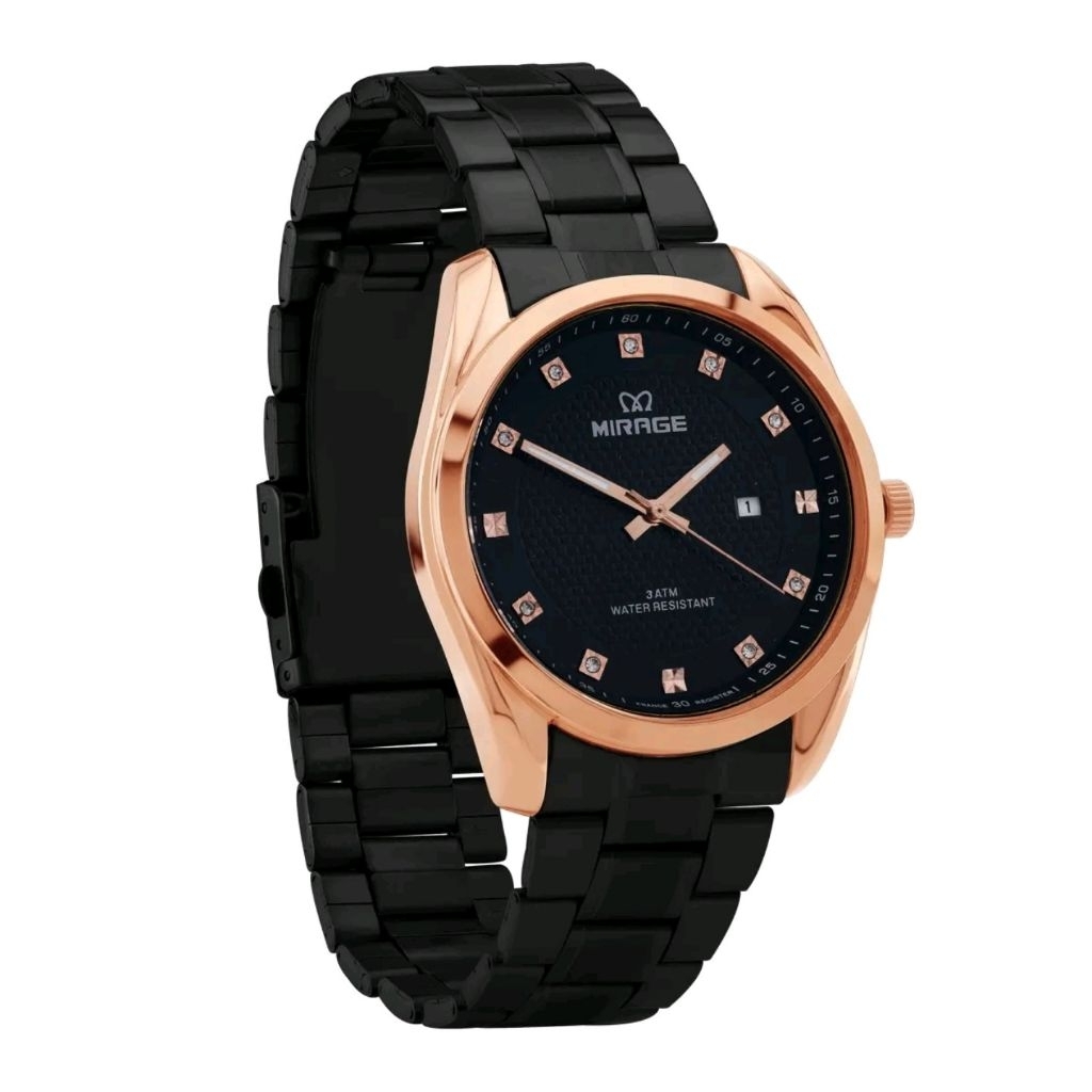 Jam tangan mirage pria dengan warna yang sangat mewah dan elegen hitam Gold