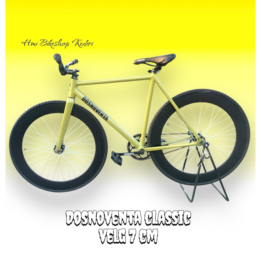 Sepeda Dosnoventa Classic Hijau Army velg 7cm (700c) Fixie Fullbike S-XL Siap Pakai