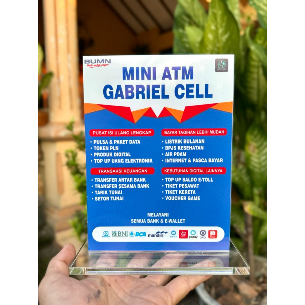 

UKURAN 15x20CM BISA CUSTOM NAMA AKRILIK MEJA GERAI MINI ATM
