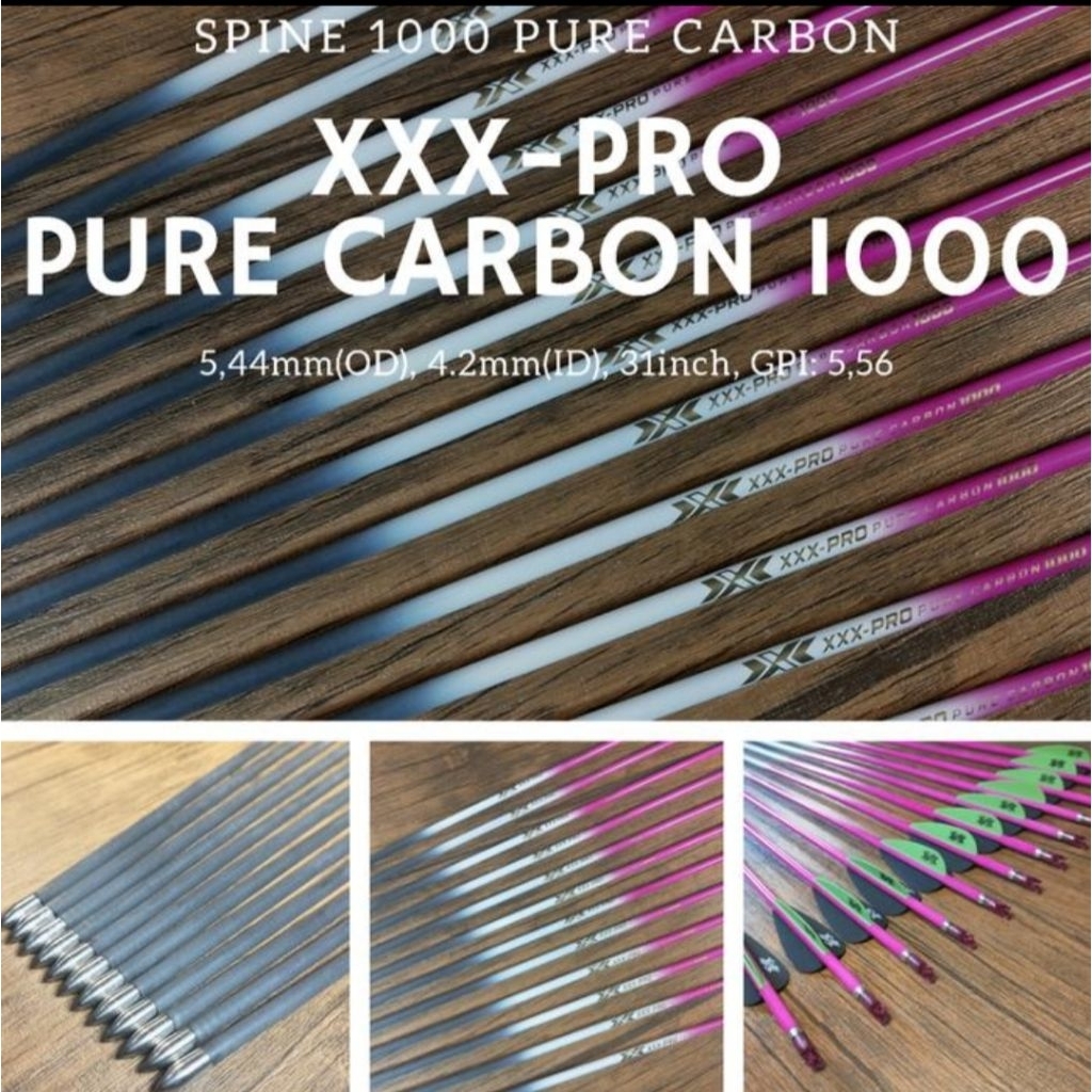 Arrow XXX Pro Carbon 1000 - Pure Carbon Arrow Spine 1000 Stainless Tip