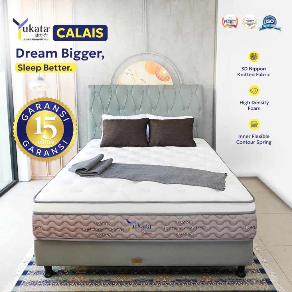 YUKATA CALAIS | Kasur Spring Bed Premium Tebal 32cm | Empuk & Nyaman | Ukuran Lengkap