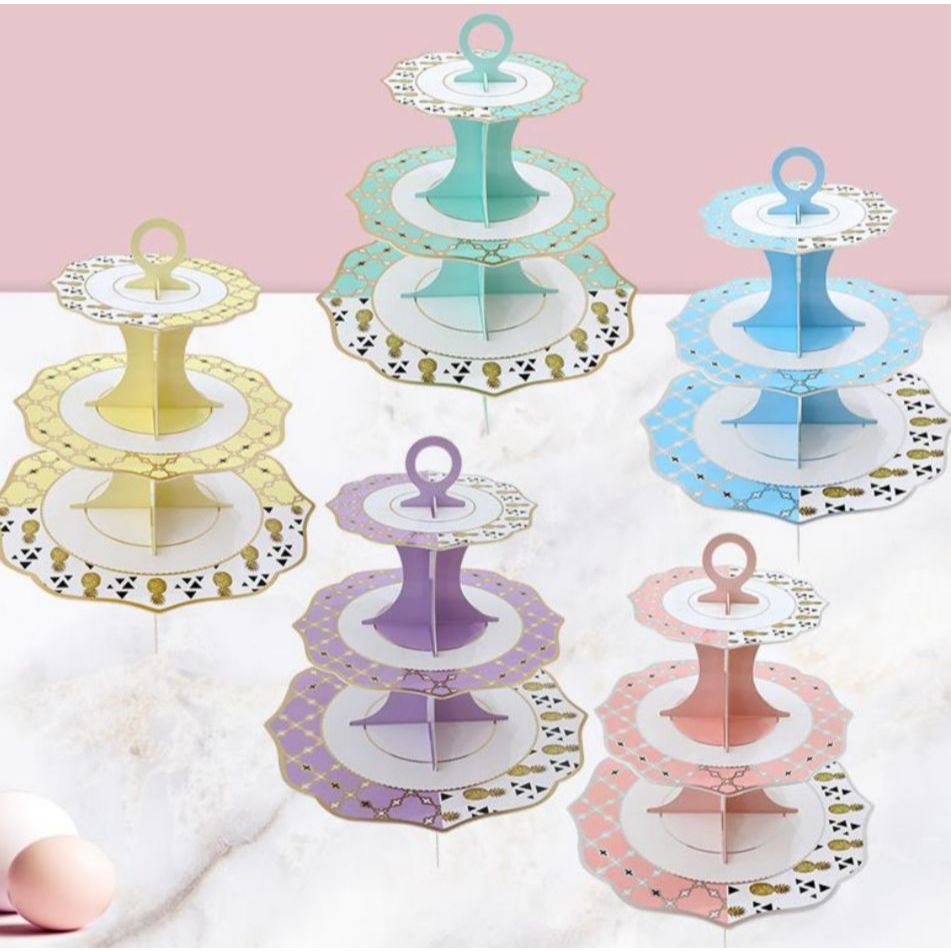 3 TIER CUPCAKE STANDING CAKE TEMPAT KUE SUSUN 3 TATAKAN JAJANAN DUPLEX PREMIUM