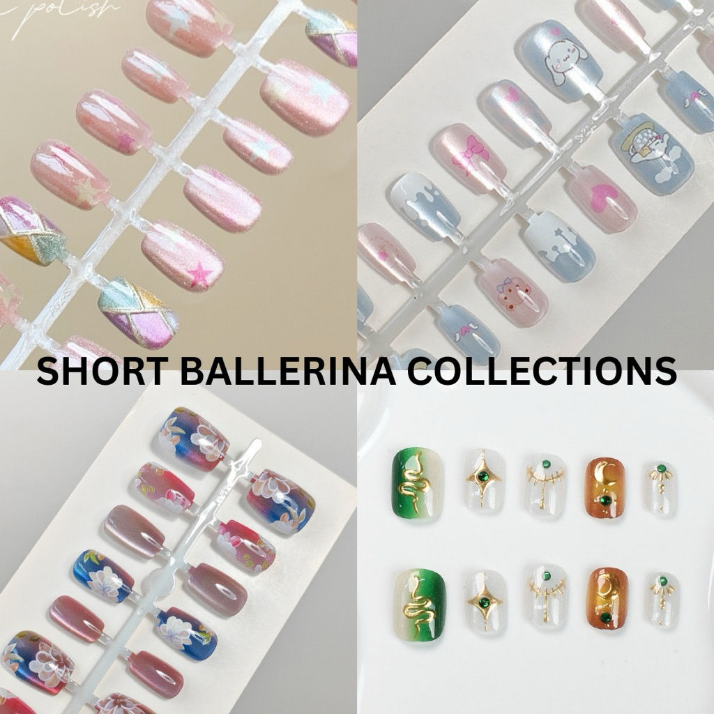 SHORTBALLERINA COLLECTIONS - kuku palsu cateyes isi 10pcs dengan lem jelly dan toolkit