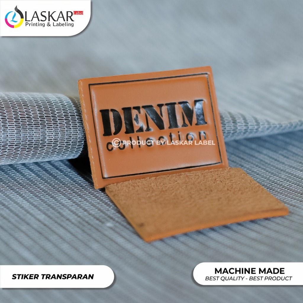 

LABEL kulit imitasi timbul/embos minimal 1 meter cetak satu warna