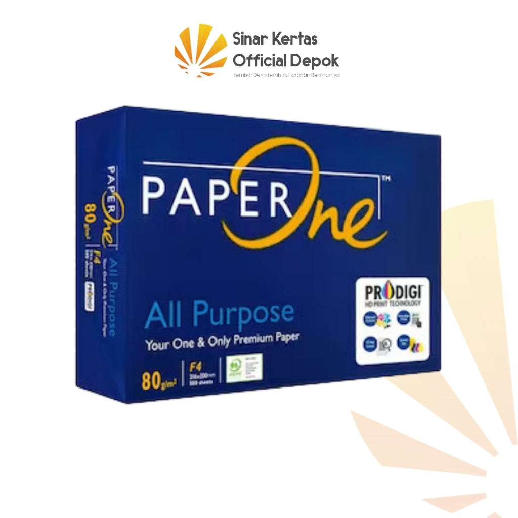 

PaperOne Kertas F4 80gr All Purpose 1rim (500 lembar) Kertas HVS