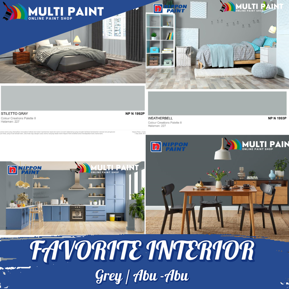 REKOMENDASI WARNA CAT INTERIOR NIPPON PAINT TIN-TING GALON GREY / ABU-ABU NIPPON PAINT GALON