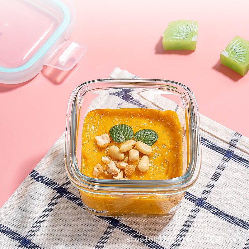 KOTAK MAKAN MPASI BAYI TUTUP SILICONE LOCK AND LOCK | WADAH MPASI BAYI KACA TEBAL | KOTAK MAKAN BAYI