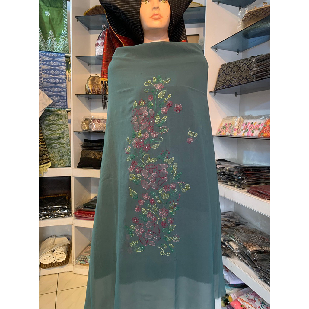 bahan baju kurung sulam bayang