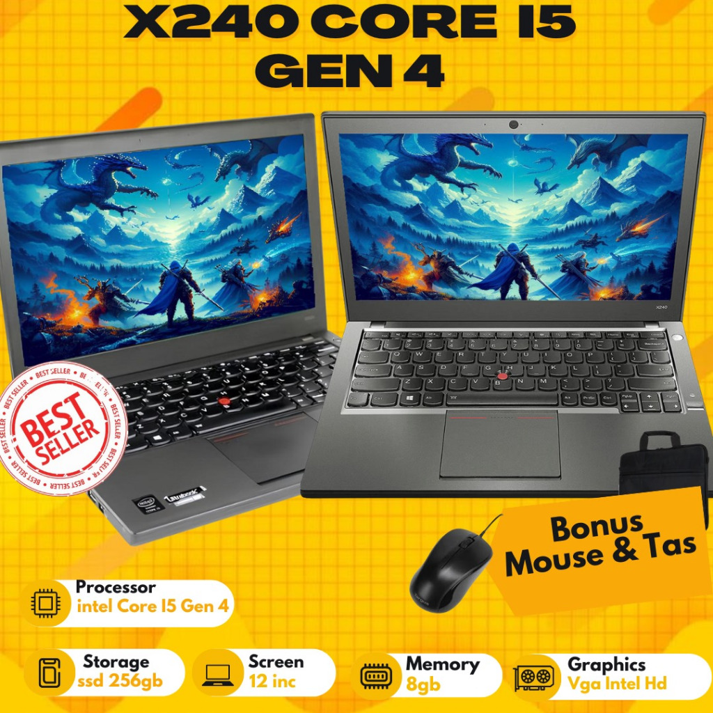 Laptop Lenovo Thinkpad X240 Intel Core i5-RAM 8gb-Bonus Tas Mouse
