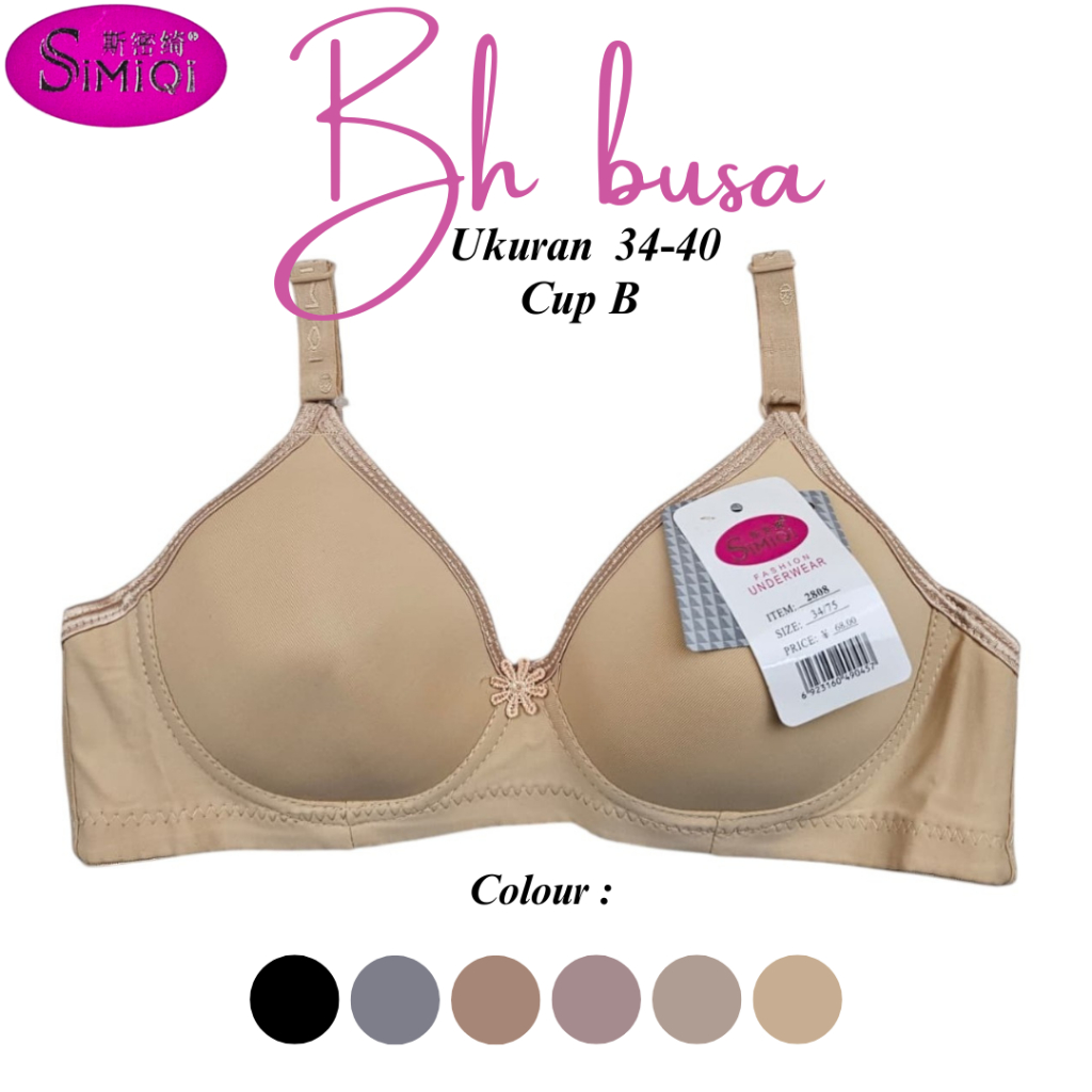 Bh Tanpa Kawat - Ukuran 34-40 Cup B | 3/4 Cup B Motif Polos Kait 2 | Simiqi
