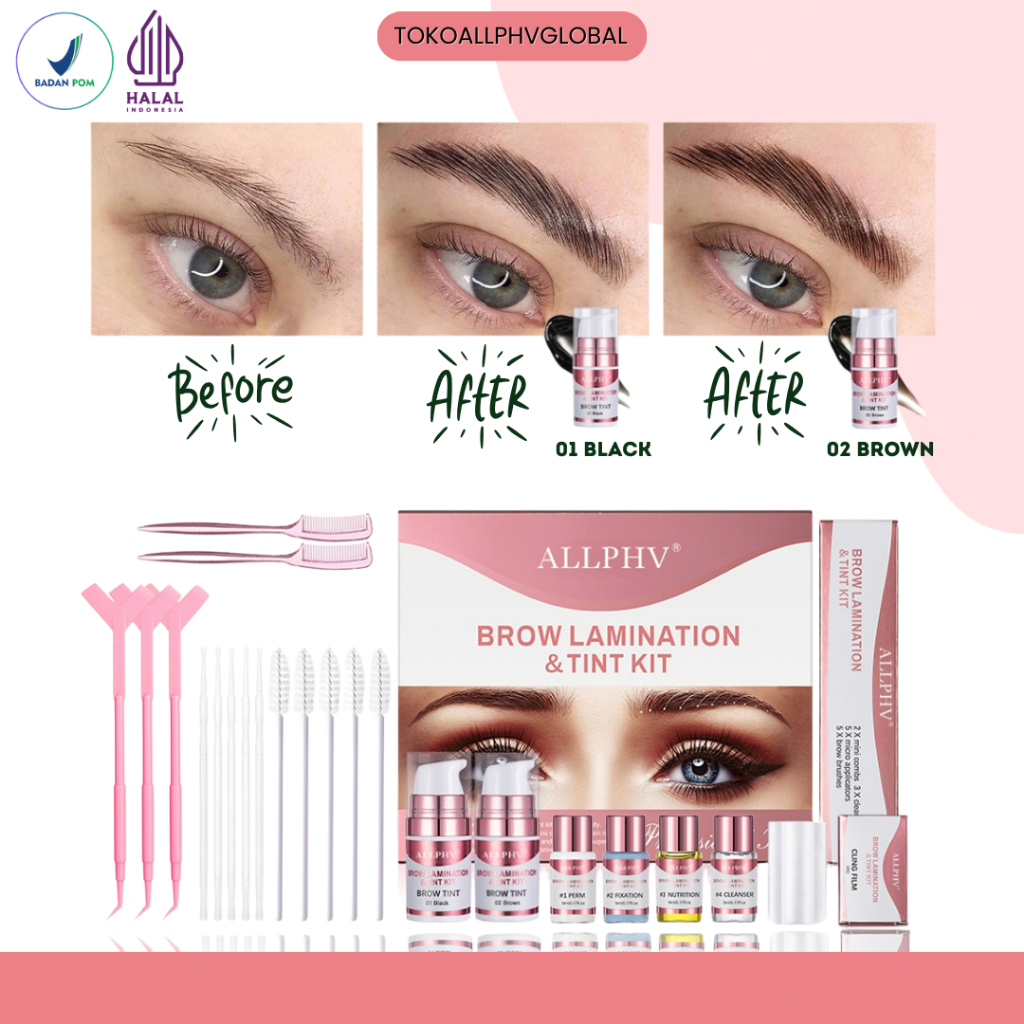 ALLPHV Brow Lamination Brow Bomber Kit And Tint -Black & Brown
