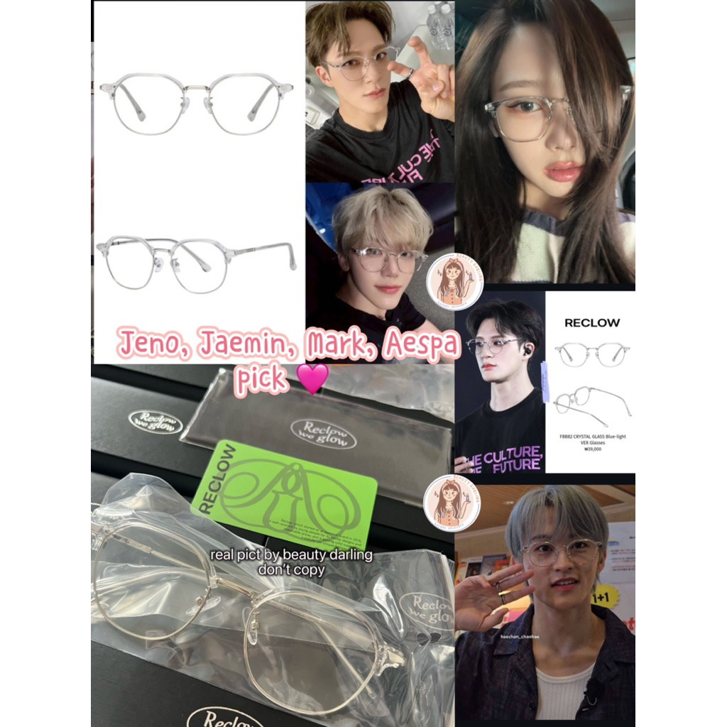 READY STOCK SIAP KIRIM RECLOW FBB82 CRYSTAL GLASS GLASSES KACAMATA KOREA | WEAR BY JENO JAEMIN MARK 