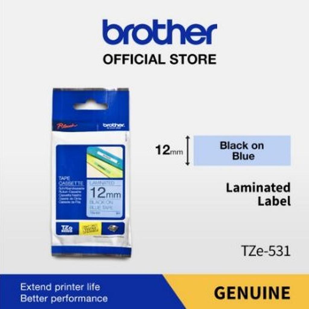 

Brother Label Tape TZE-531 12mm x 8m Laminated Tape Black On Blue