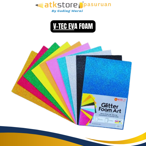 

Eva Foam Glitter & Biasa - V Tec Eva Foam Tebal 2 mm Ukuran 20 X 30 CM Iridescent Art Spons Busa Lembaran Kerajinan Tangan
