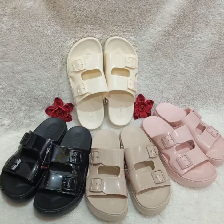 SANDAL LUOFU SLOP WEDGES GESPER UNTUK WANITA RINGAN DAN NYAMAN