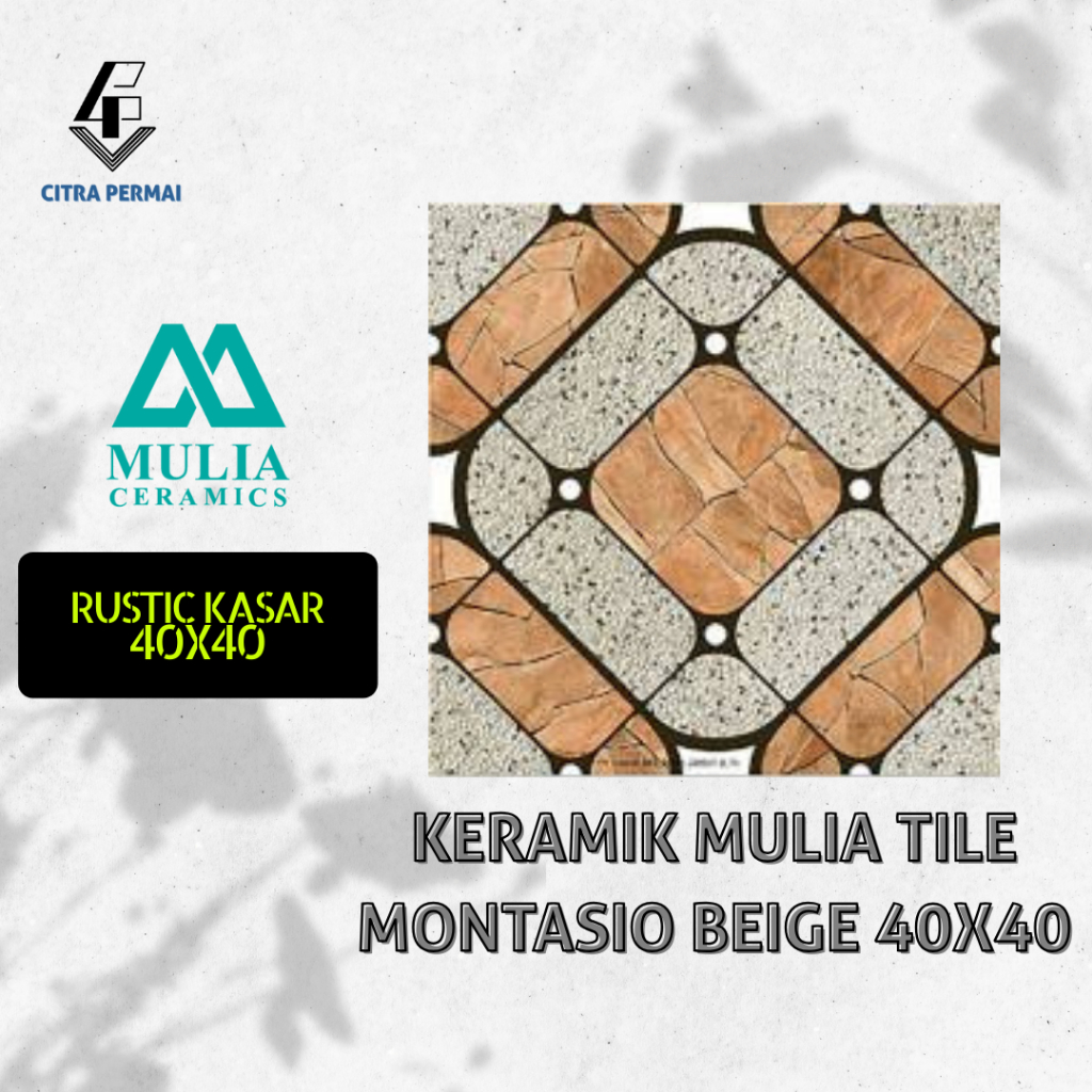 KERAMIK MULIA TILE MONTASIO BEIGE 40X40 (RUSTIC KASAR) / KERAMIK MURAH /  KERAMIK BERKUALITAS / KERA