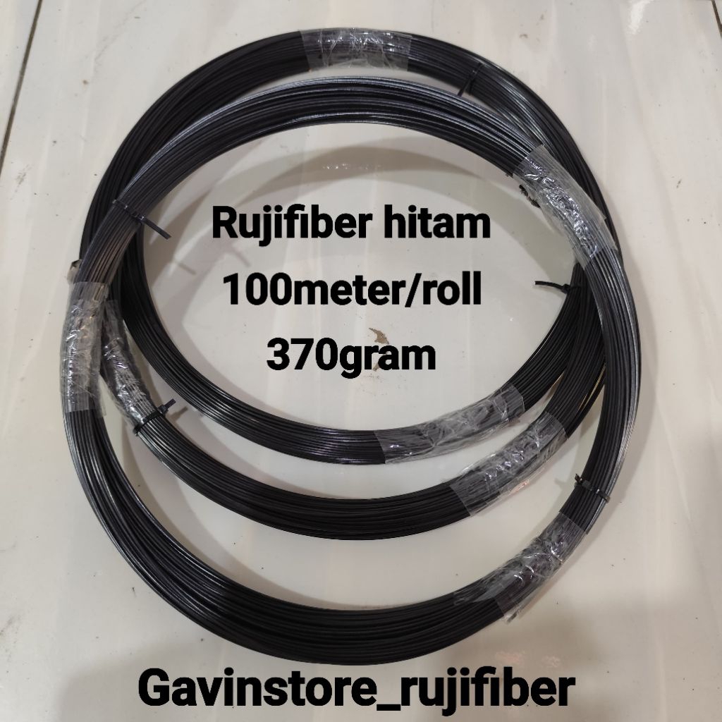 ruji fiber hitam 1,5mm 100meter glosy halus dan termurah