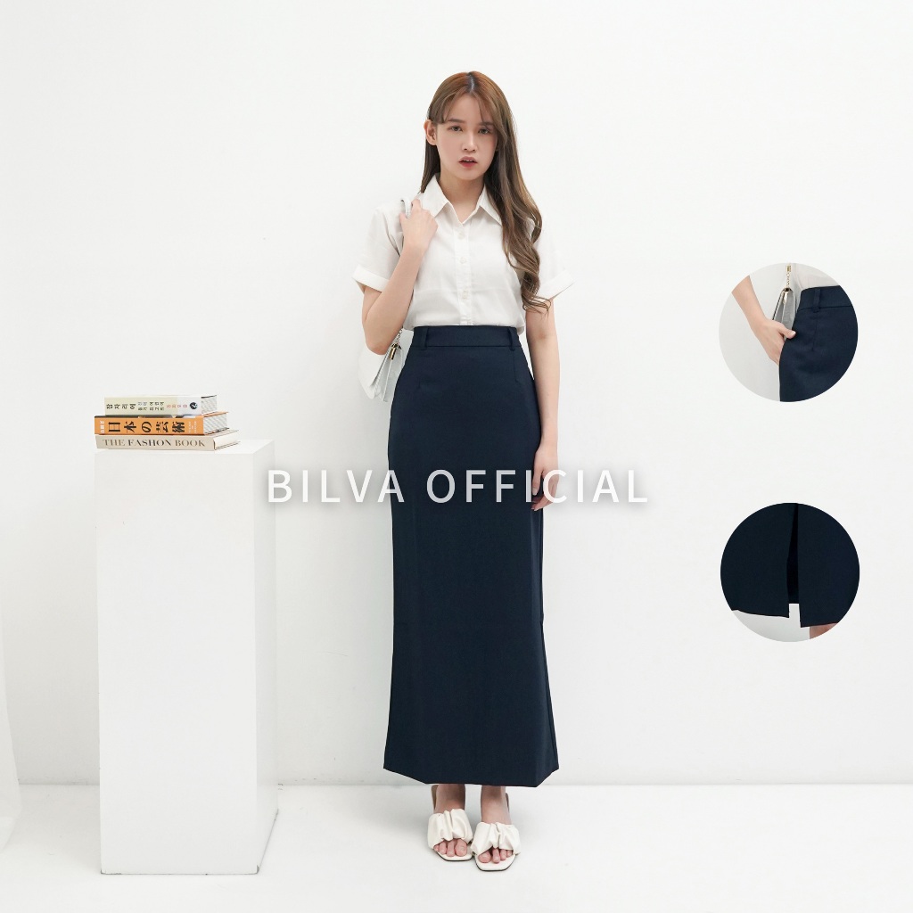 Bilva - Rok Span Belah Belakang Rok Kerja Panjang Kantor Wanita