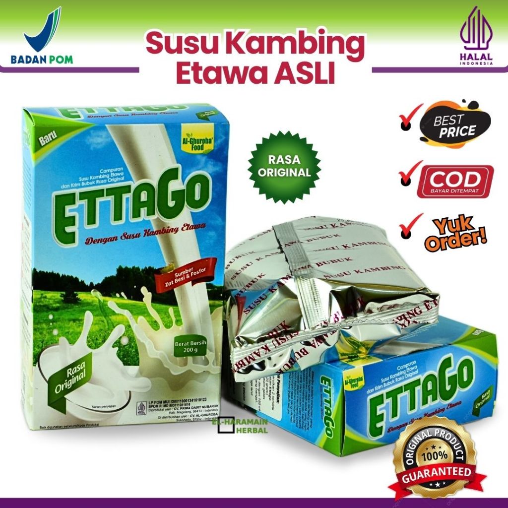

Susu Kambing ETTAGO Rasa Original 200 gr Al-Ghuroba Food