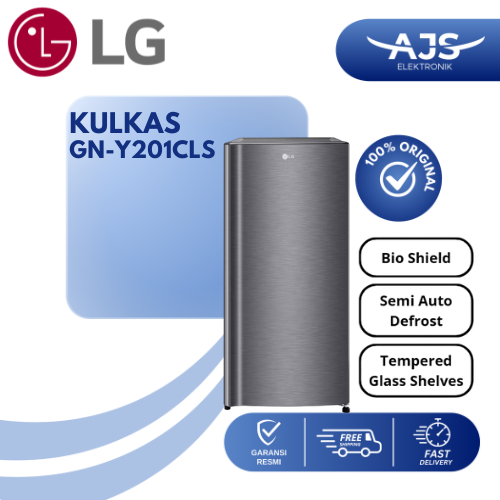 LG Kulkas 1 Pintu GN-Y201CLSR Semi Auto Deforst 169L / 164L Garansi Resmi / GN Y201CLSR
