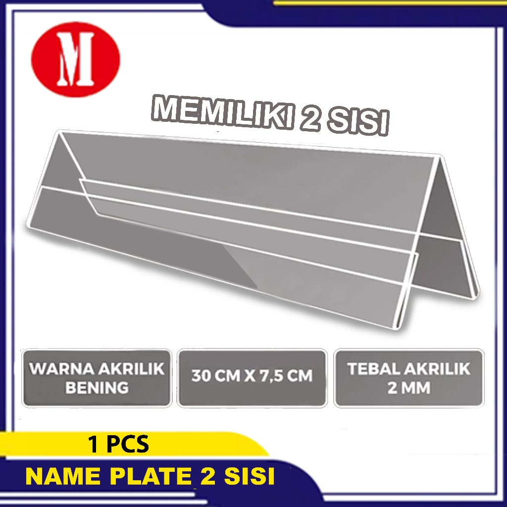 

Papan Nama Meja Acrylic 7.5x30cm/ Name Plate Acrylic 2 sisi
