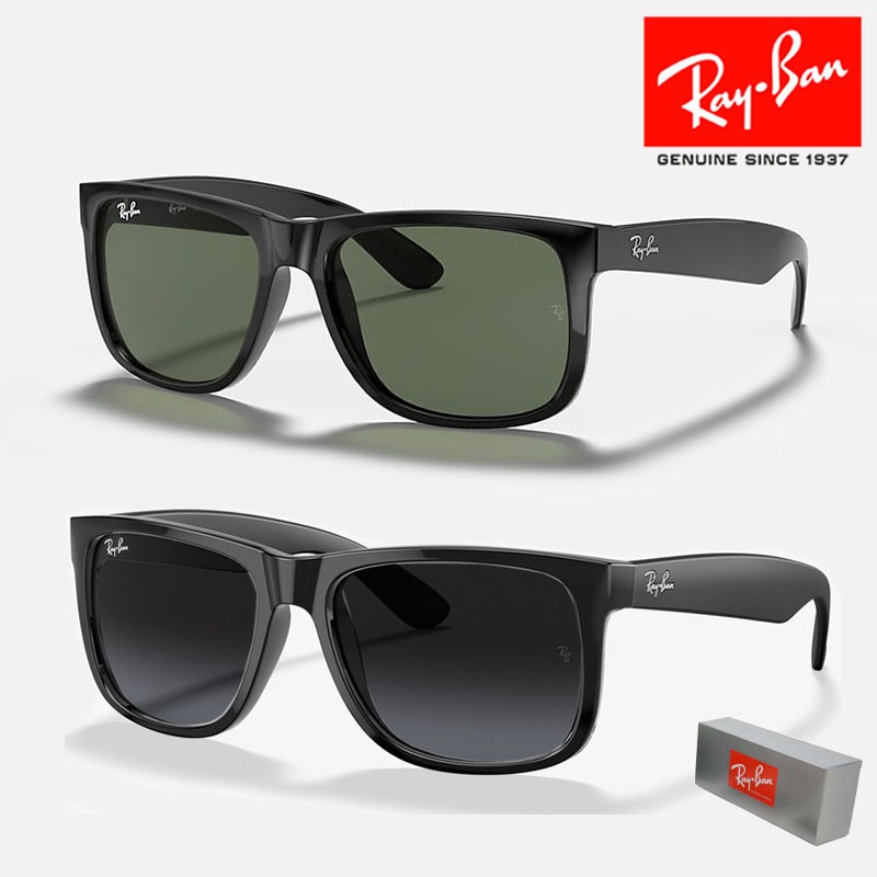 100% Original Kacamata Hitam Ray-Ban Wayfarer Justin RB4165 Black Green Unisex Sunglasses