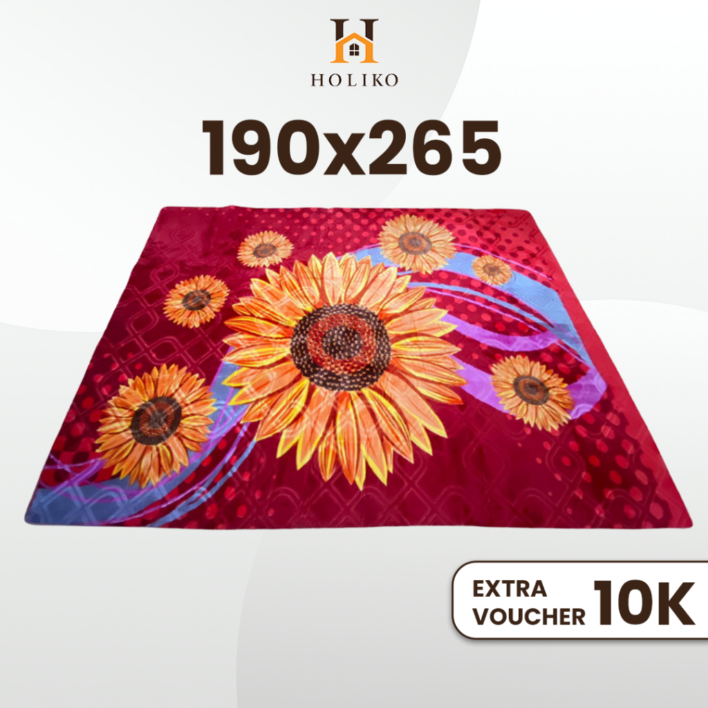 [HOLIKO] Karpet Busa Malaysia 190X265 Motif Bunga Ambal Lembut Polyester Silk