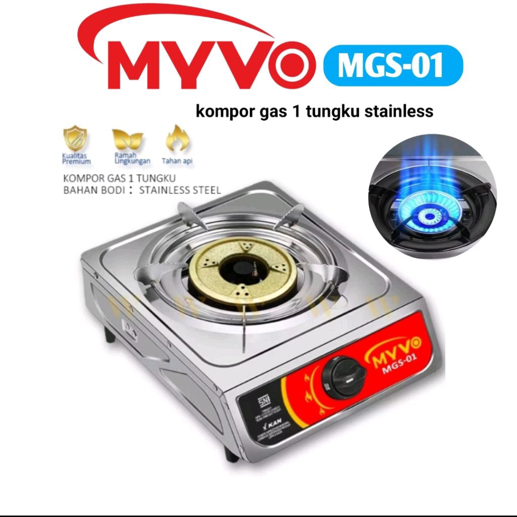 kompor gas MYVO MGS-01 kompor gas myvo stainless 1 tungku/kompor gas 1 tungku stainless murah
