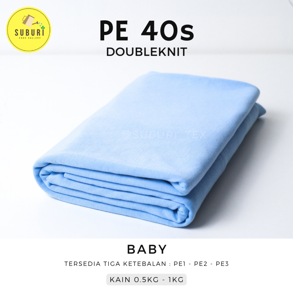 SUBURINDO TEXTILE | KAIN KAOS PE DOUBLE KNIT 40s KILOAN | KAIN SETENGAH KILO | KAIN WARNA BABY | WAR
