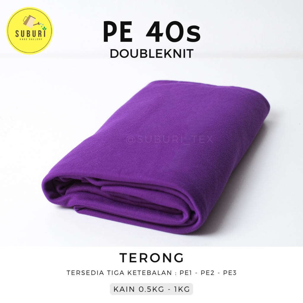 SUBURINDO TEXTILE | KAIN KAOS PE DOUBLE KNIT 40s KILOAN | KAIN SETENGAH KILO | KAIN WARNA TERONG | W