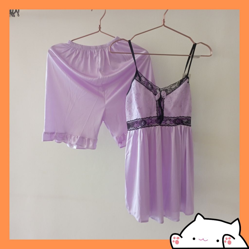 baju tidur satin licin new ada hangtag reject pabrik bahan agak transparan