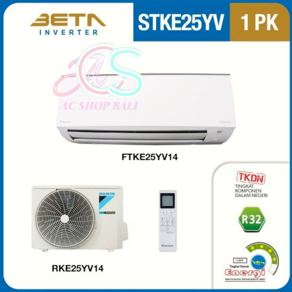 Ac Daikin Beta inverter 1 Pk R32 FTKE25YV Daikin Ac Low Watt