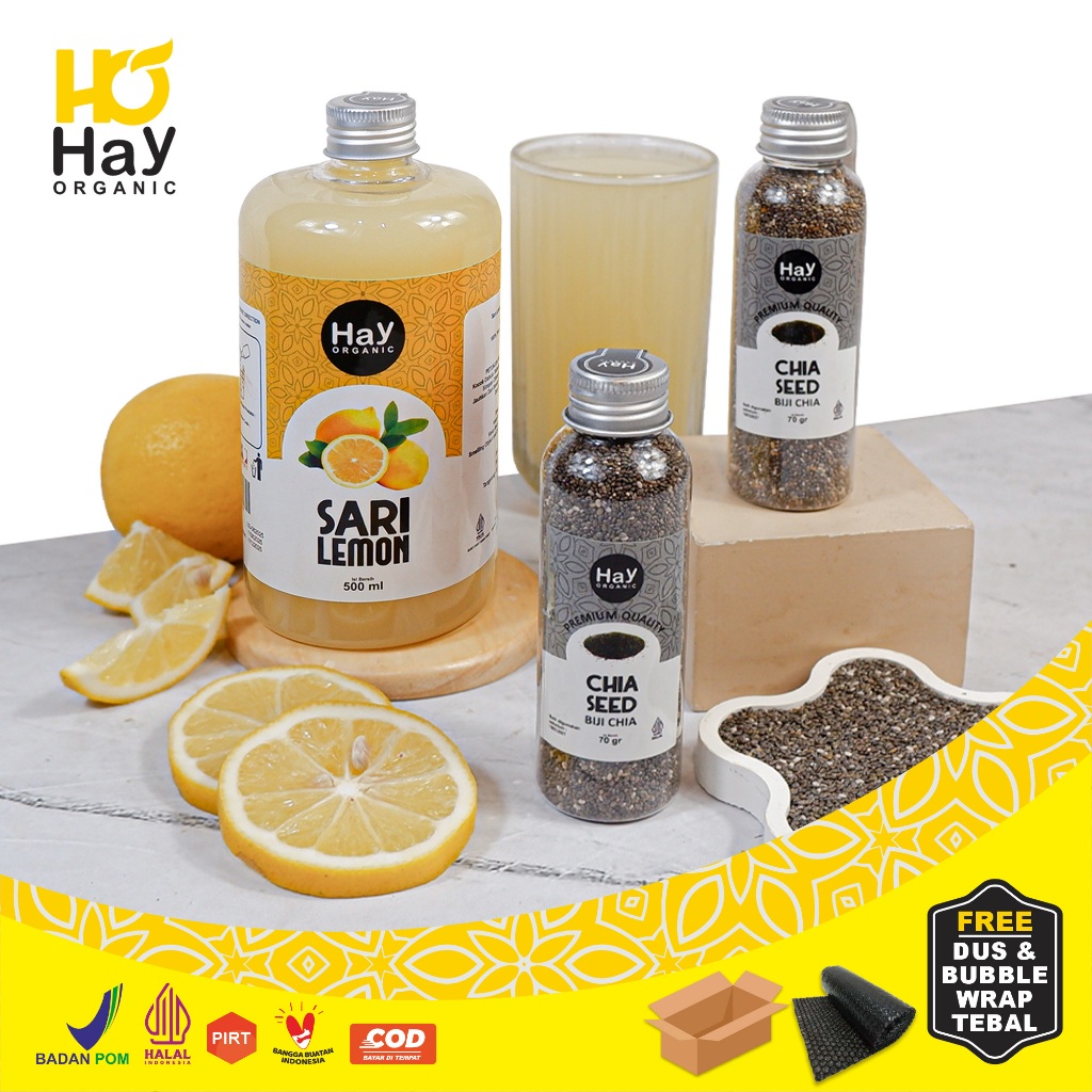 

Hay Organic - Paket Diet Detoks Alami Sari Lemon 500ml dan Chia Seeds 2x70gr