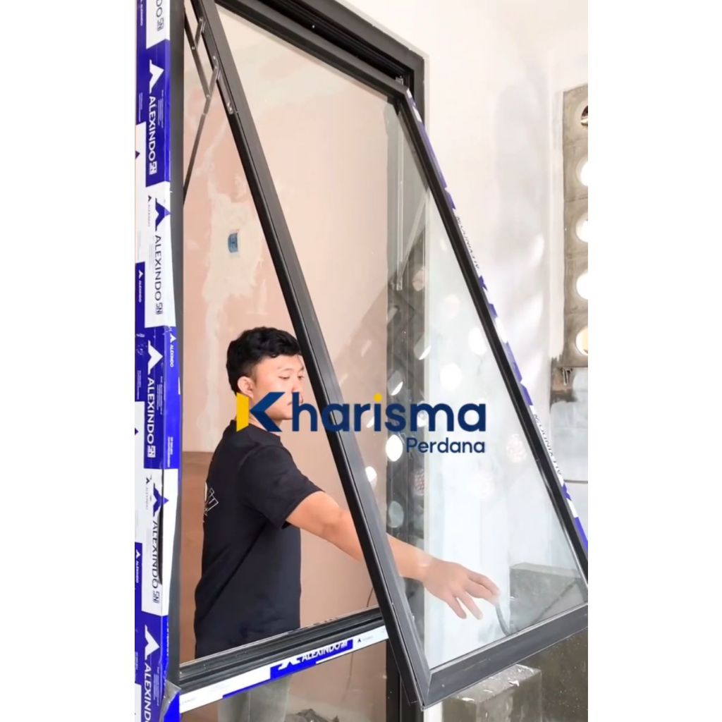 JENDELA CASEMENT ALUMINIUM 3 PROPIL UK 120 X 40 KACA 5 MILI  POLOS / RYBEN,JUNGKIT/SWING ( SUDAH TER