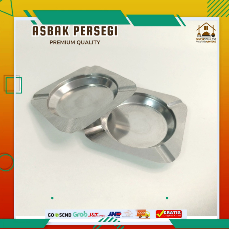 Dapur Stainless - Asbak Rokok Stainless Besi Persegi Kotak / Tempat Abu Rokok Kaleng