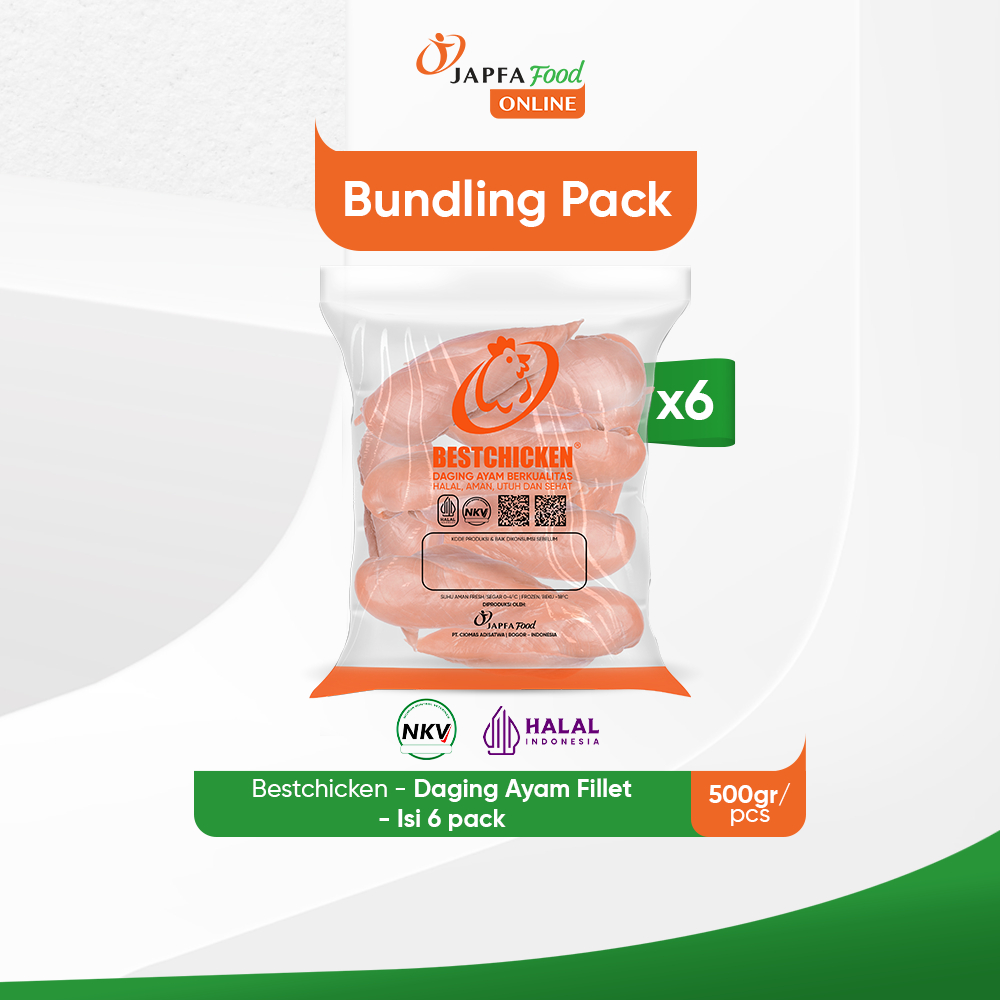

Bestchicken Daging Ayam Fillet Dada Siap Masak Iris Panjang - Chicken Strip 500 gr - Isi 6 pack