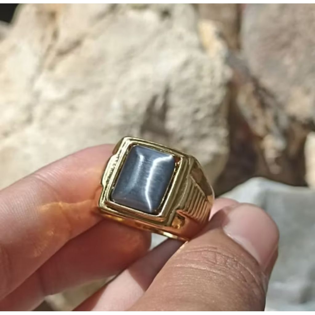batu cincin mata kucing kotak hitam model cat eye