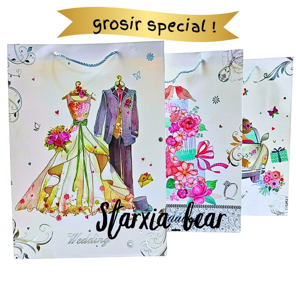 

PAPERBAG/TAS KADO/BUNGKUS KADO WEDDING PERNIKAHAN CLASSIC SIZE JUMBO