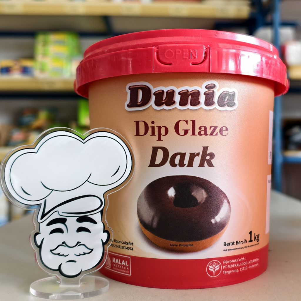 

Dunia Eco Glaze Dark Coklat 1Kg / Topping Donat Coklat 1Kg / Dip Glaze Chocolate Dunia / Dunia Dark Coklat Glaze 1Kg